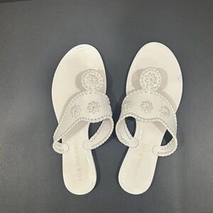 Jack Rogers White Sandals with Floral Accents